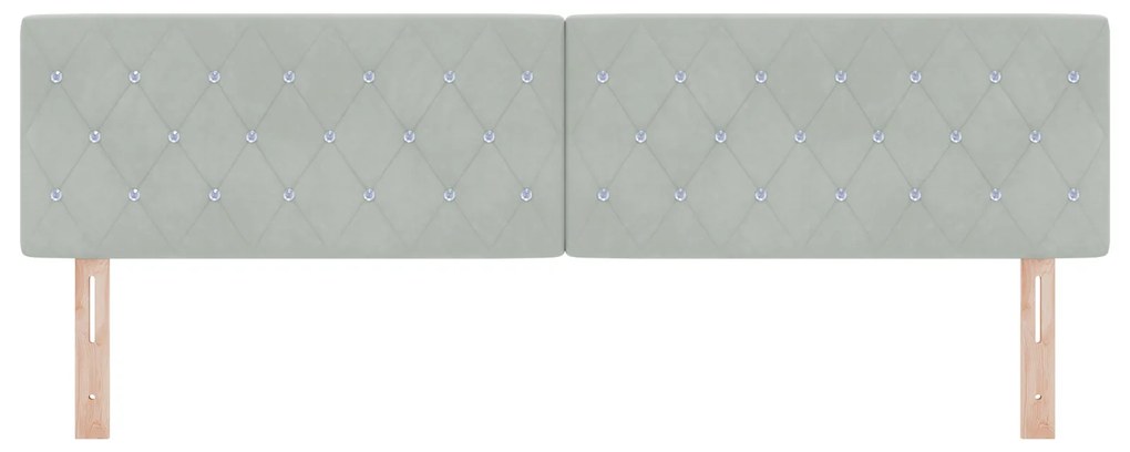 vidaXL LED Προσκέφαλο Κρυστάλλινου Κουμπιού Ανοιχτό Γκρι 90 εκ. Βελούδο
