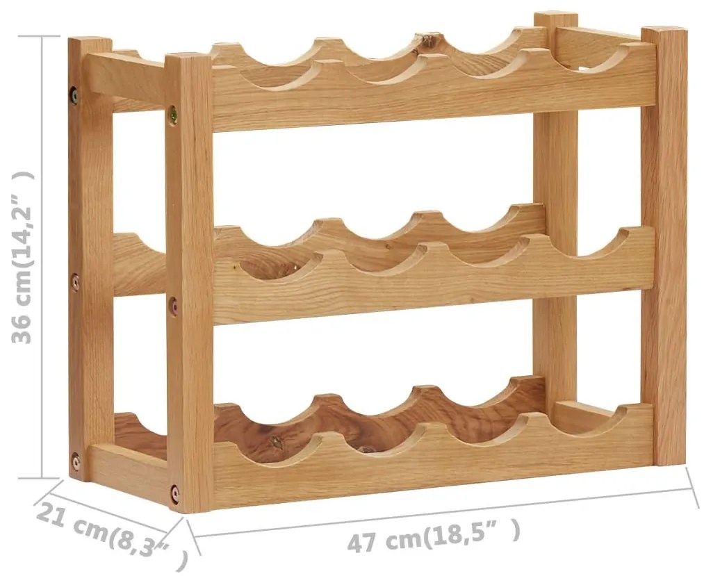 Κάβα Κρασιών για 12 Φιάλες 47x21x36 εκ. από Μασίφ Ξύλο Δρυός - Καφέ