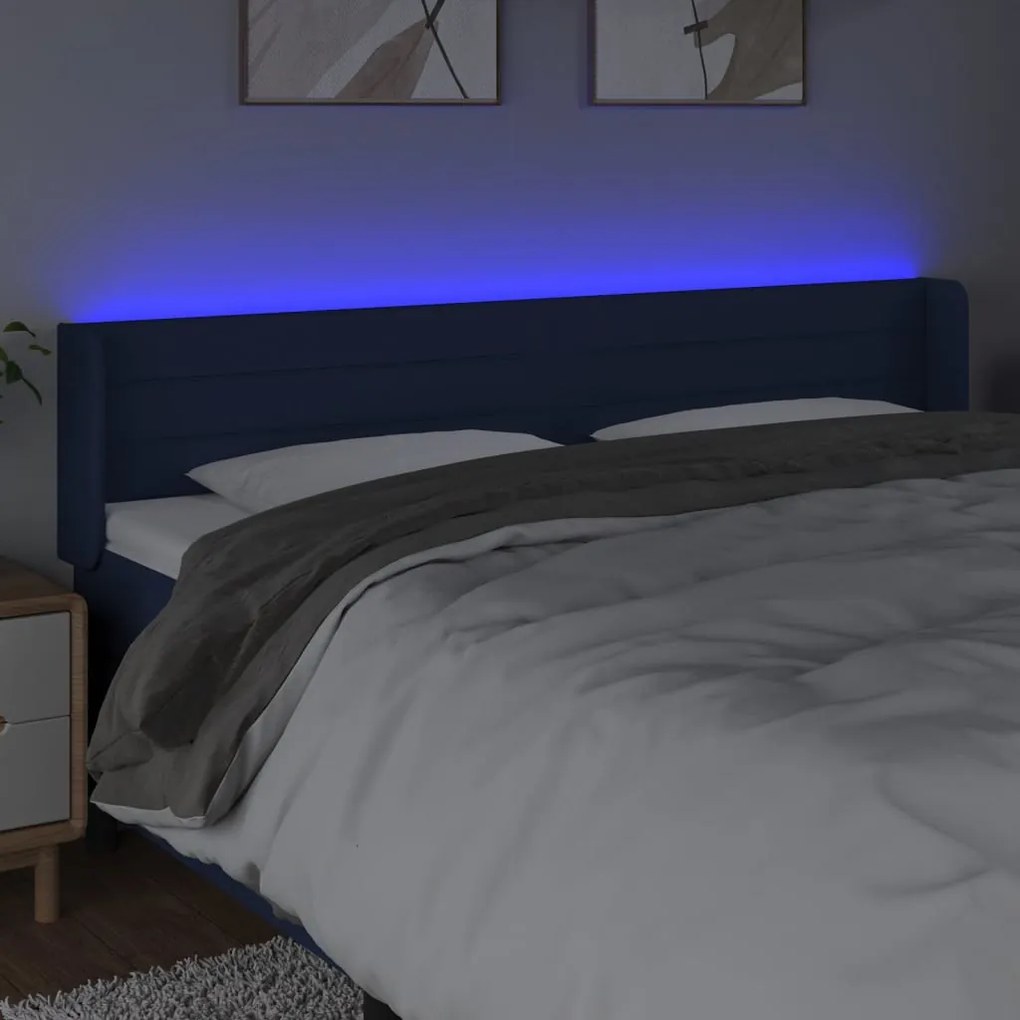 Κεφαλάρι Κρεβατιού LED Μπλε 203x16x78/88 εκ. Υφασμάτινο 3123404