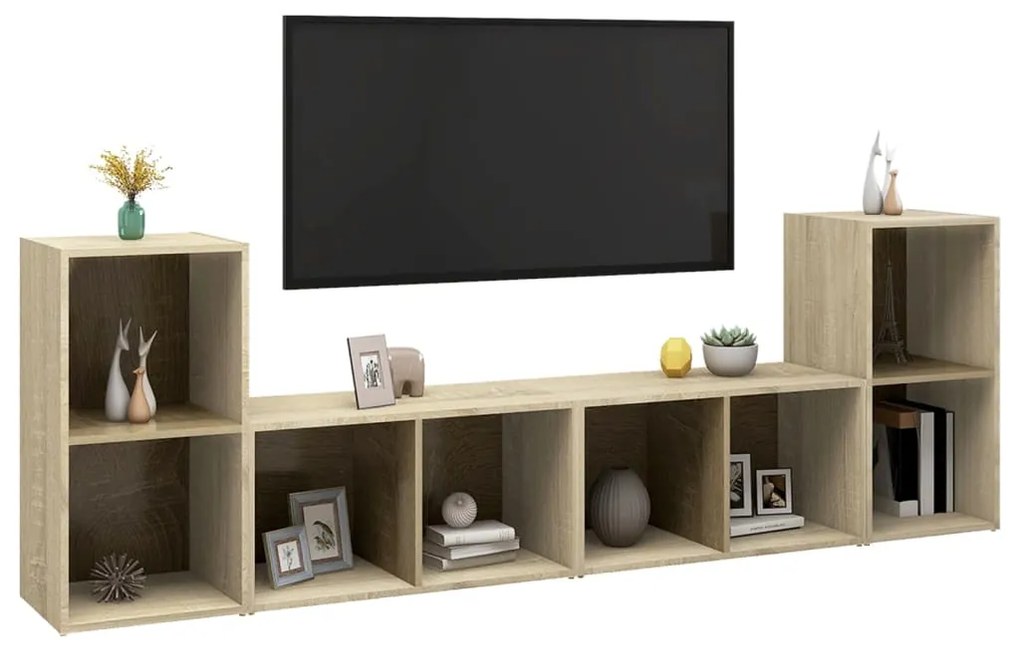 Έπιπλα Τηλεόρασης 4 τεμ Sonoma Δρυς 72x35x36,5εκ Επεξ. Ξύλο 3079973