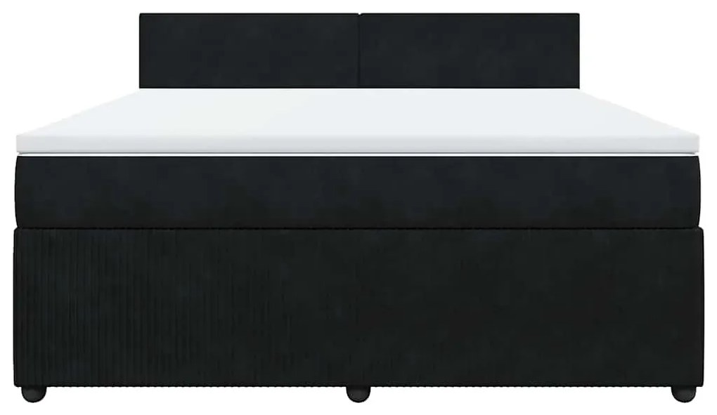 vidaXL Κρεβάτι Boxspring με Στρώμα Μαύρο 180x200 εκ. Βελούδινο