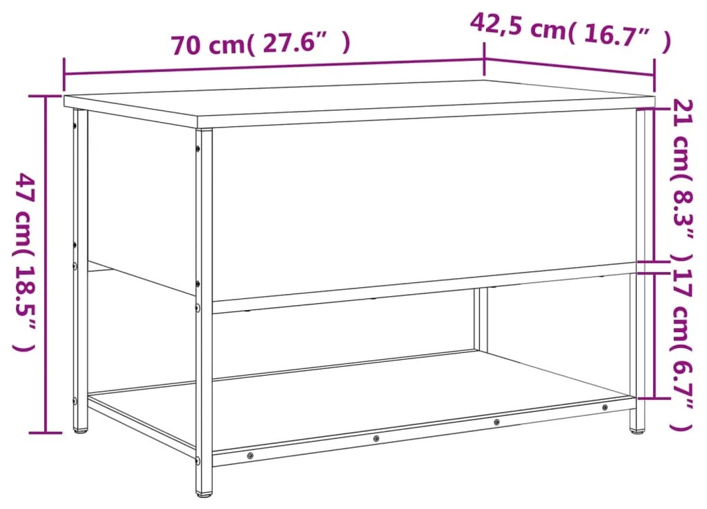 Παγκάκι Αποθήκευσης Καπνιστή Δρυς 70x42,5x47 εκ. από Επεξ. Ξύλο - Καφέ