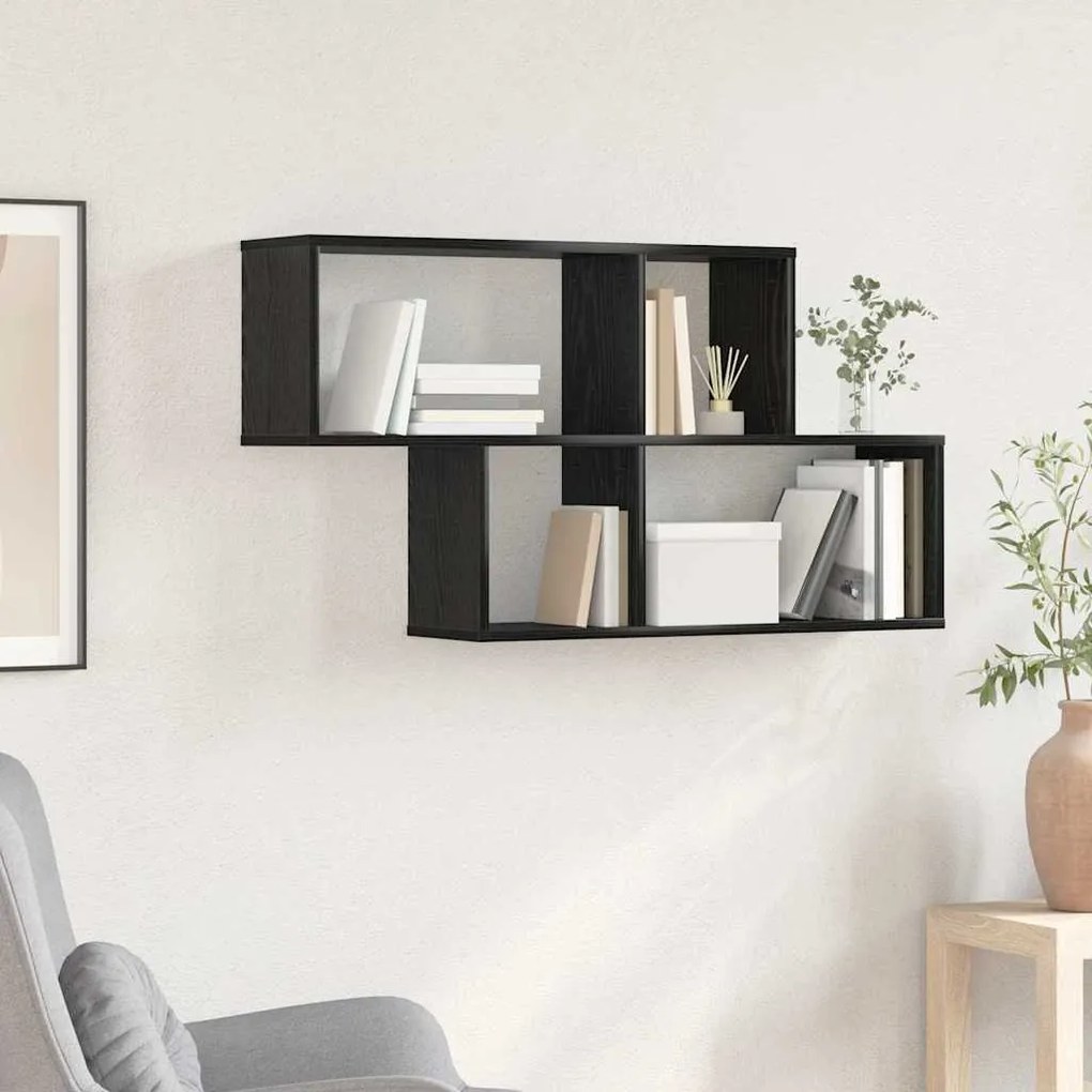 vidaXL Ράφι τοίχου Μαύρη δρυς 100 x 20 x 53 εκ Επεξεργασμένο ξύλο