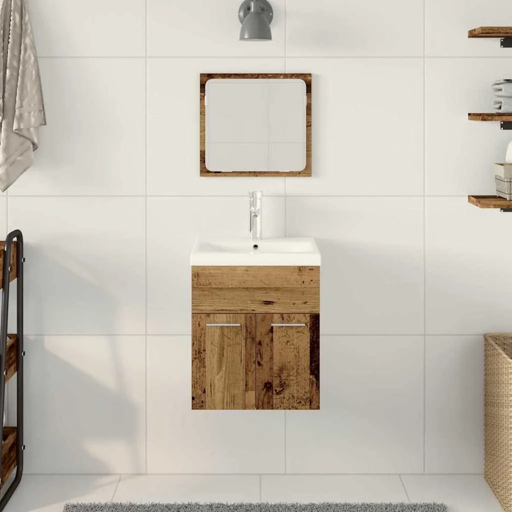 vidaXL Σετ Επίπλων Μπάνιου με πόρτα 3 pcs Παλιό Ξύλο 41 x 38.5 x 46 cm