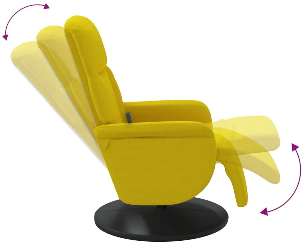 vidaXL Πολυθρόνα Μασάζ Ανακλινόμενη με Υποπόδιο Κίτρινη Βελούδινη