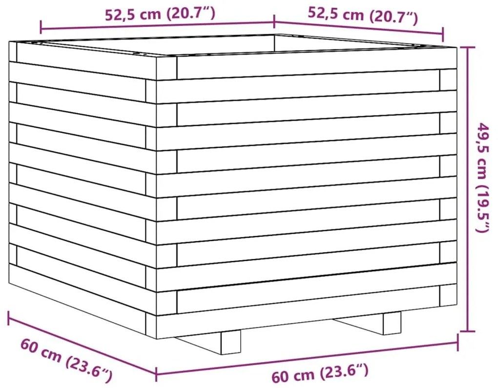 Ζαρντινιέρα Κήπου 60x60x49,5 εκ. από Μασίφ Ξύλο Ψευδοτσούγκας - Καφέ