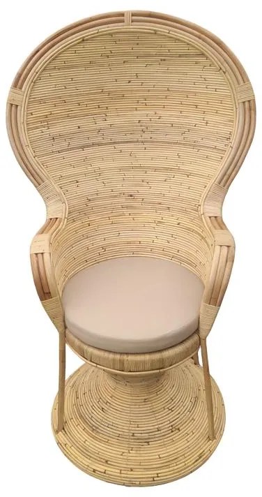 Πολυθρόνα Rea Inart με μπεζ μαξιλάρι-φυσικό rattan 85x85x141εκ 92x75x140 εκ.