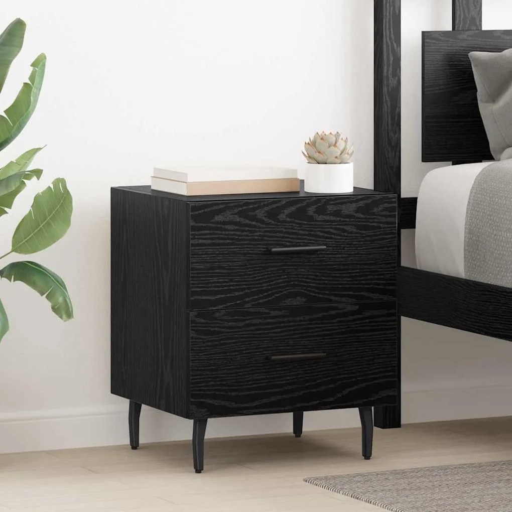 vidaXL Κομοδίνο 2 pcs Μαύρη δρυς 40 x 35 x 47.5 εκ Επεξεργασμένο ξύλο
