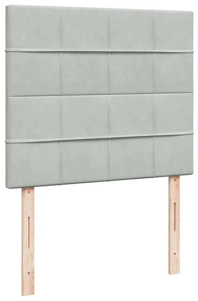 vidaXL Κρεβάτι Boxspring με Στρώμα Ανοιχτό Γκρι 120x190 εκ. Βελούδινο