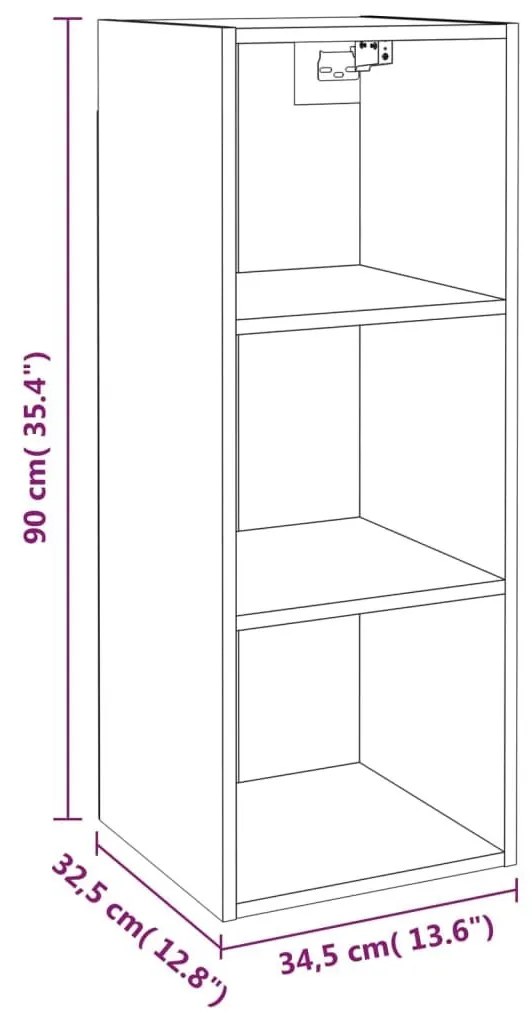 Ντουλάπι Τοίχου Καπνιστή δρυς34,5x32,5x90εκ. Επεξεργασμένο Ξύλο - Καφέ