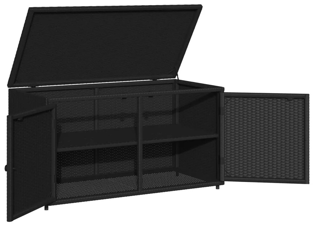 vidaXL Ντουλάπι Αποθήκευσης Κήπου Μαύρο 110x55,5x60,5 εκ. Συνθ. Ρατάν