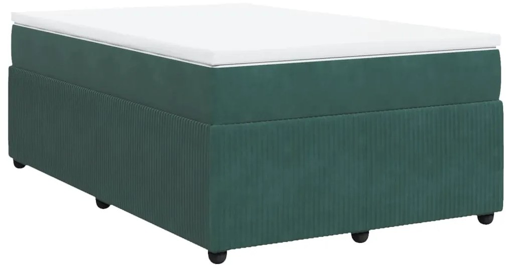 vidaXL Κρεβάτι Boxspring με Στρώμα Σκούρο Πράσινο 120x200εκ. Βελούδινο