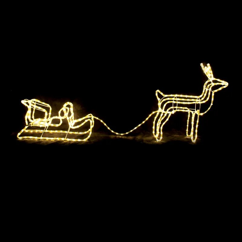 REINDEER WITH SLEIGH, 312 LED ΣΧΕΔ. 13m ΜΟΝΟΚ. ΦΩΤΟΣ., WW ΣΤΑΘ., IP65, 65X64X30 &amp; 59X22X29CM, 1. ACA X083121214N