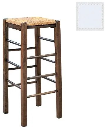WOODWELL Ρ977,Ε8ΤΑΒΕΡΝΑΣ Σκαμπό BAR, Οξιά Βαφή Εμποτισμός Λάκα Άσπρο, Κάθισμα Ψάθα 35x35x80cm Ρ977,Ε8