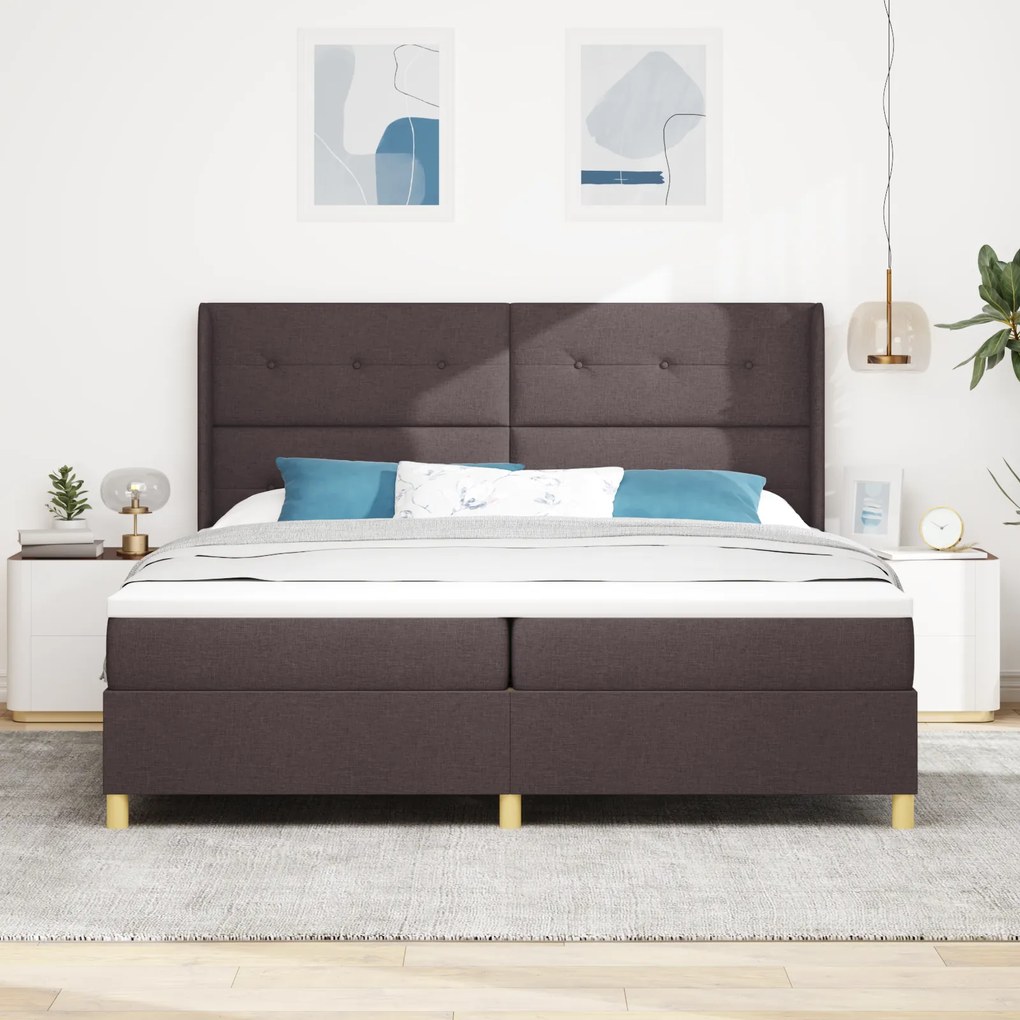 vidaXL Κρεβάτι με ελατήρια και στρώμα καφετί 200 x 200 εκ. Υφασμάτινο