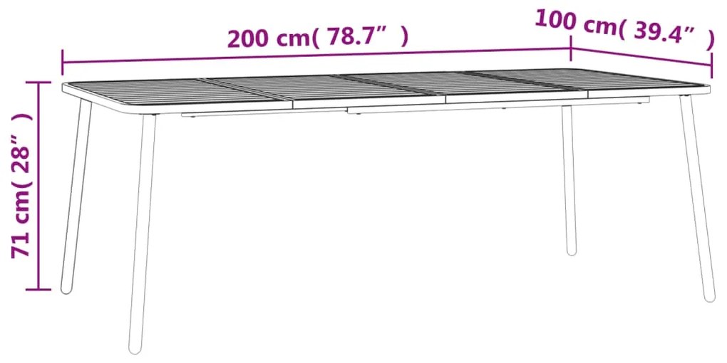 ΤΡΑΠΕΖΙ ΚΗΠΟΥ ΑΝΘΡΑΚΙ 200X100X71 ΕΚ. ΑΤΣΑΛΙΝΟ 362741