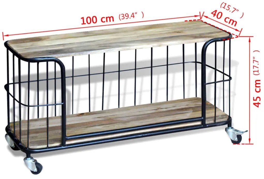 Έπιπλο Τηλεόρασης 100 x 40 x 45 εκ. από Μασίφ Ξύλο Μάνγκο - Καφέ