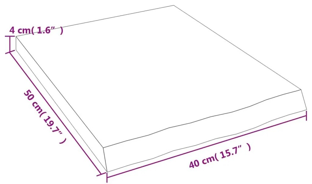 Πάγκος Μπάνιου Αν. Καφέ 40x50x(2-4) εκ. Επεξεργ. Μασίφ Ξύλο - Καφέ