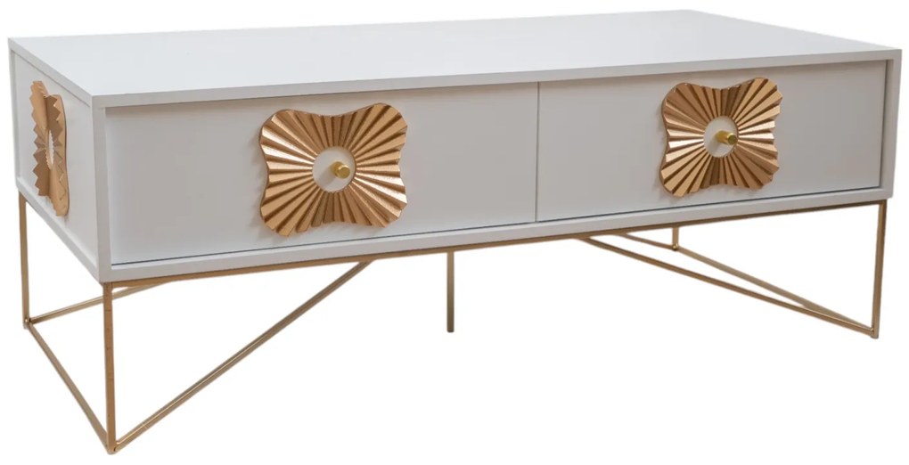 Τραπεζάκι Σαλονιού Mdf Λευκό-Χρυσό 120x60x45εκ. Zen Collection 24.39.51295