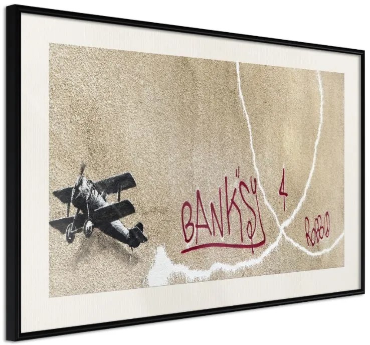 Αφίσα - Banksy: Love Plane - 30x20 - Μαύρο - Με πασπαρτού