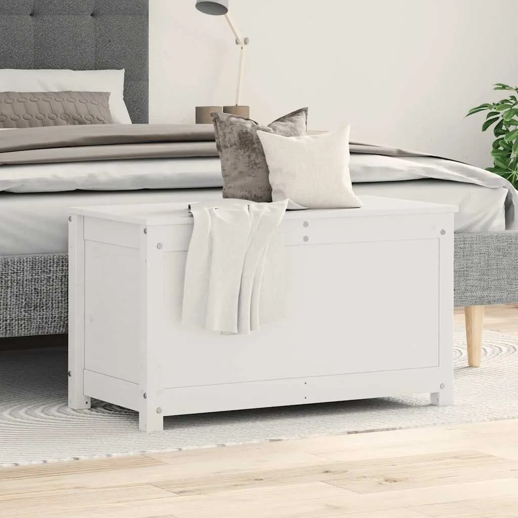 vidaXL Κουτί Αποθήκευσης Λευκό 80x40x45,5 εκ από Μασίφ Ξύλο Πεύκου