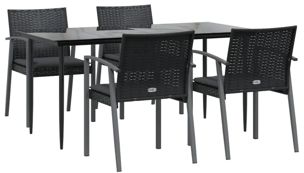 vidaXL Σετ Τραπεζαρίας Κήπου 5 τεμ. Συνθ. Ρατάν / Ατσάλι με Μαξιλάρια