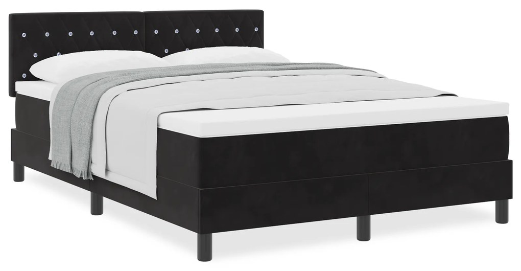 vidaXL Κρεβάτι Box Spring με Στρώμα Μαύρο 140x200 εκ Βελούδο