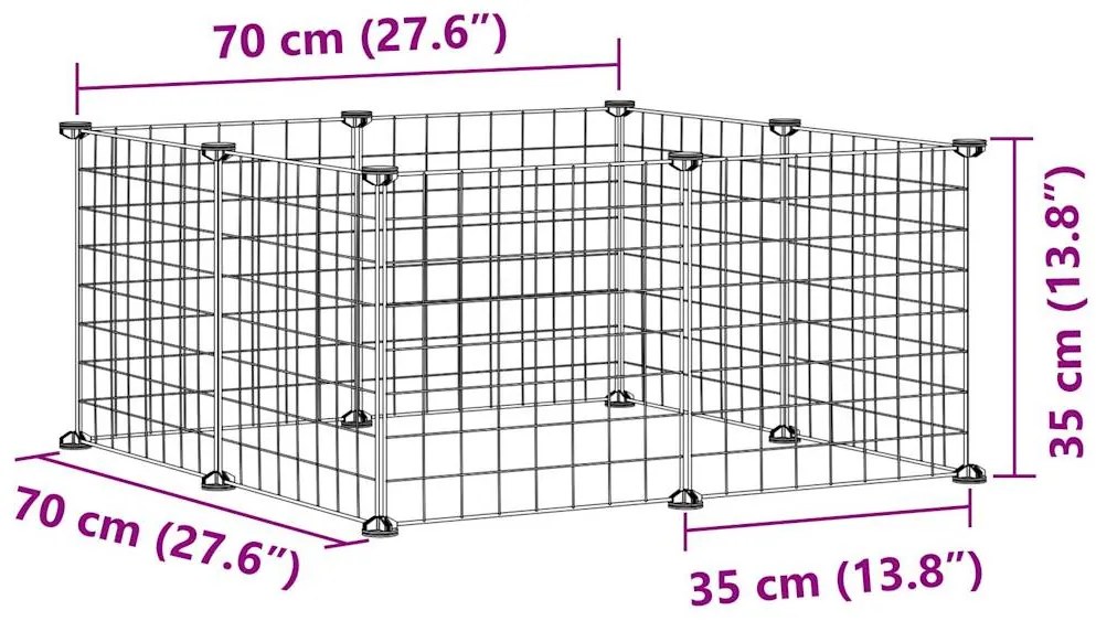 vidaXL Κλουβί Κατοικίδιων 8 Πάνελ Μαύρο Ατσάλινο 35x35 εκ.