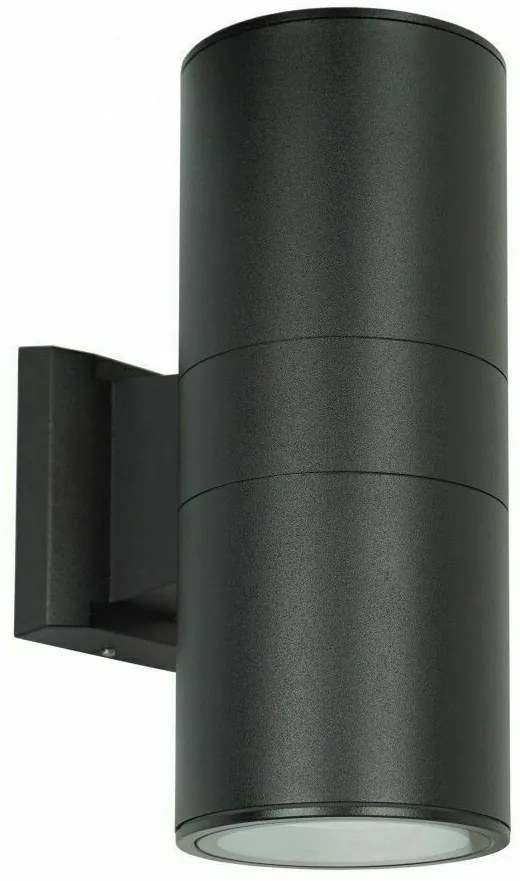 POWERTECH φωτιστικό τοίχου HLL-0190 για 2x GU10 λάμπες, μεταλλικό, IP65, μαύρο