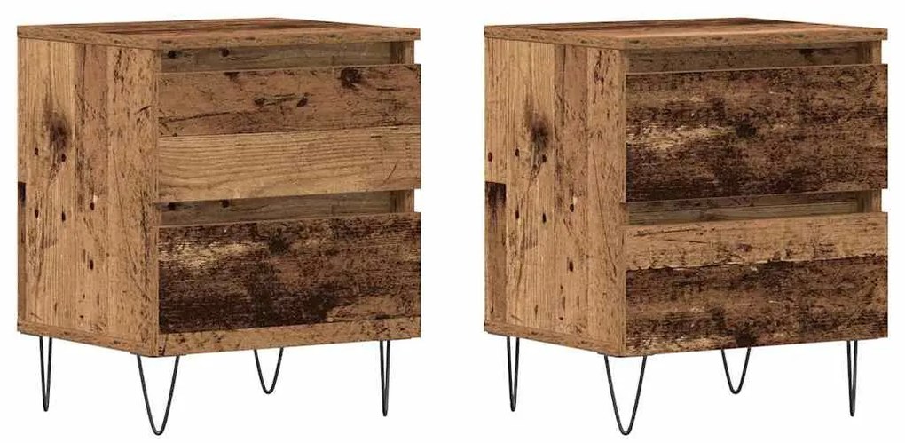 vidaXL Κομοδίνο 2 pcs Παλαιό ξύλο 40 x 35 x 50 εκ. Επεξεργασμένο ξύλο