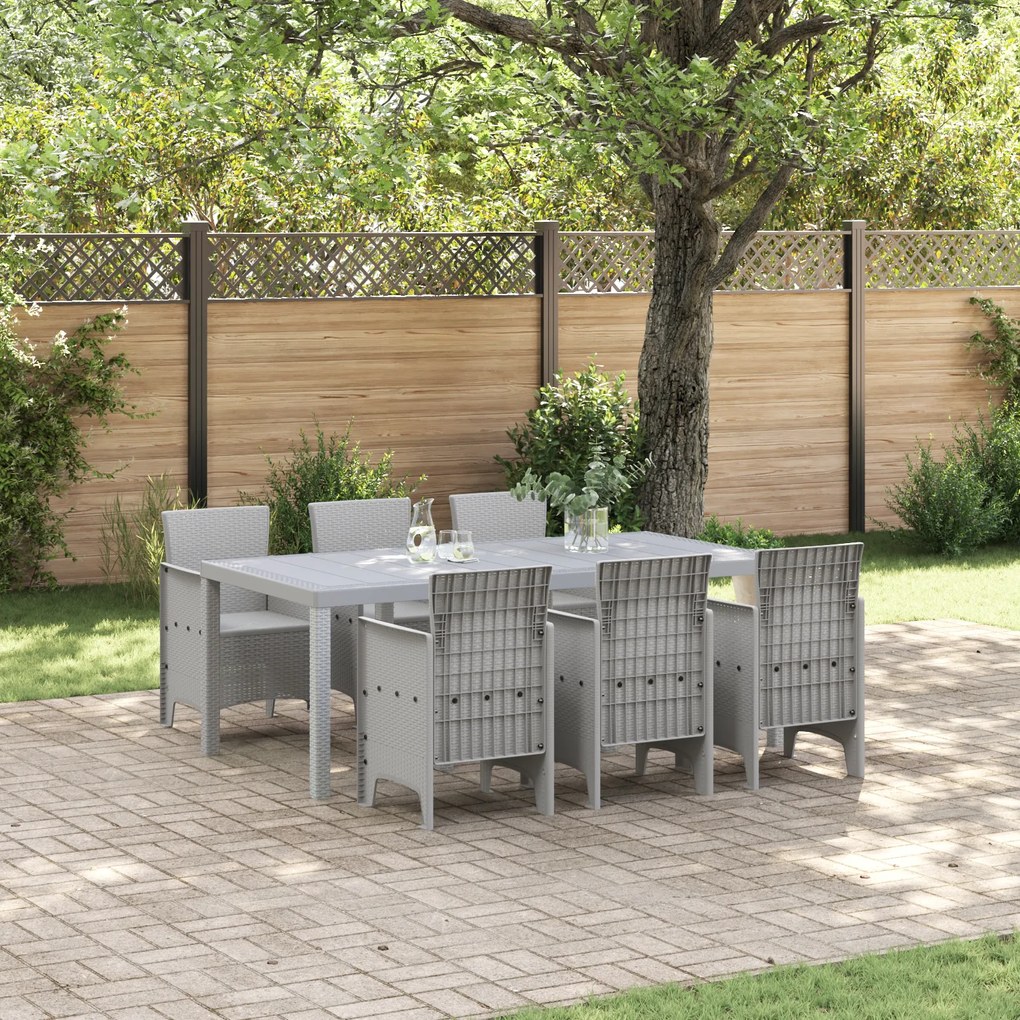 vidaXL Σετ Τραπεζαρίας Κήπου 7 pcs Ανοιχτό γκρι Large Πλαστικό