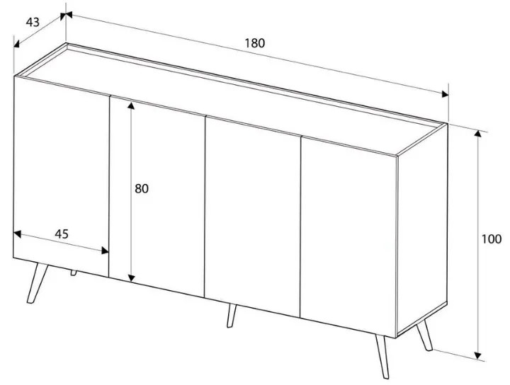 Μπουφές Luna Megapap χρώμα oak 180x43x100εκ. - GP009-0270,1