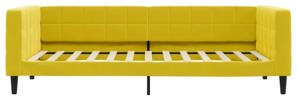 Καναπέ Κρεβάτι με Στρώμα Κίτρινο 90 x 200 εκ. Βελούδινος - Κίτρινο