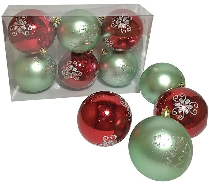 Σετ Μπάλες 6τμχ Κόκκινες-Πράσινες Δ8εκ. Xmas fest 93-2756