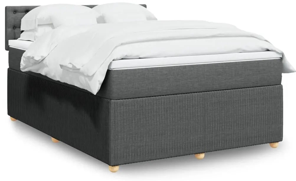 vidaXL Κρεβάτι Boxspring με Στρώμα Σκούρο Γκρι 140x200 εκ Υφασμάτινο