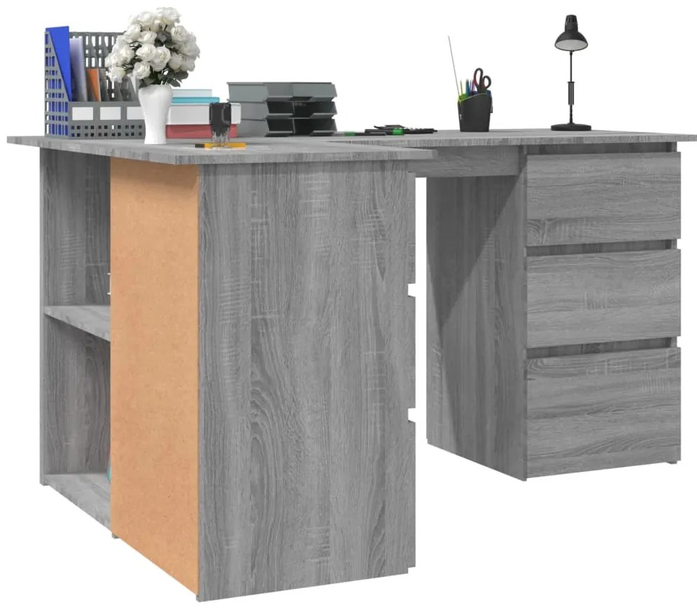 vidaXL Γραφείο Γωνιακό Γκρι Sonoma 145x100x76 εκ. Επεξεργασμένο Ξύλο
