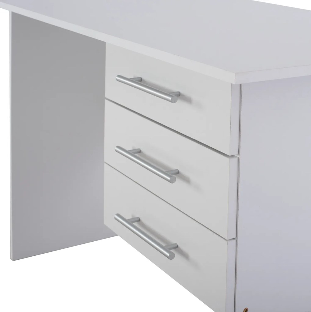 Γραφείο Μελαμίνης Ensley Με 3 Συρτάρια Λευκό 120x60x76 Εκ.