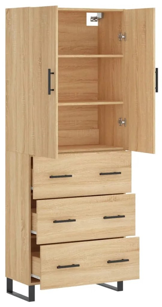 vidaXL Ντουλάπι Sonoma δρυς 69,5 x 34 x 180 εκ. από Επεξεργασμένο Ξύλο