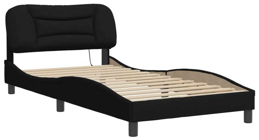 vidaXL Σκελετός Κρεβατιού με LED Χωρίς Στρώμα Hvar Μαύρο 100x200 εκ.
