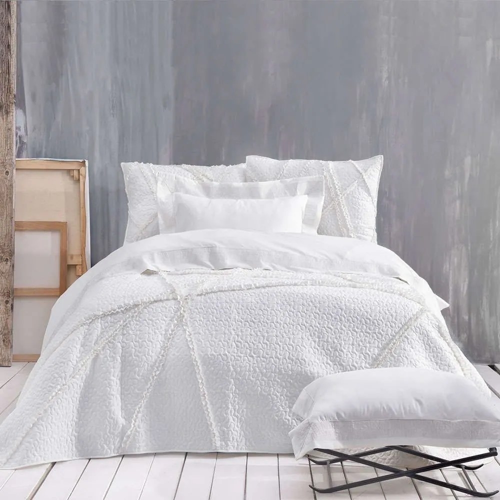 Κουβερλί Deste Σετ 3τεμ. White Ρυθμός Υπέρδιπλο 235x250cm Microsatin