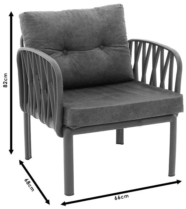 Σετ κήπου Intricate σετ 4τμχ PP ανθρακί-ύφασμα ανθρακί antique 129x6468.5x82 εκ.