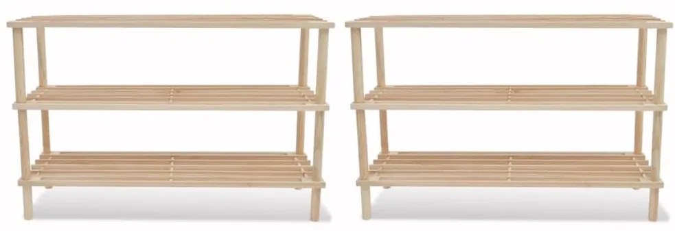 vidaXL Παπουτσοθήκες με 3 Ράφια 2 τεμ. από Μασίφ Ξύλο Ευκαλύπτου