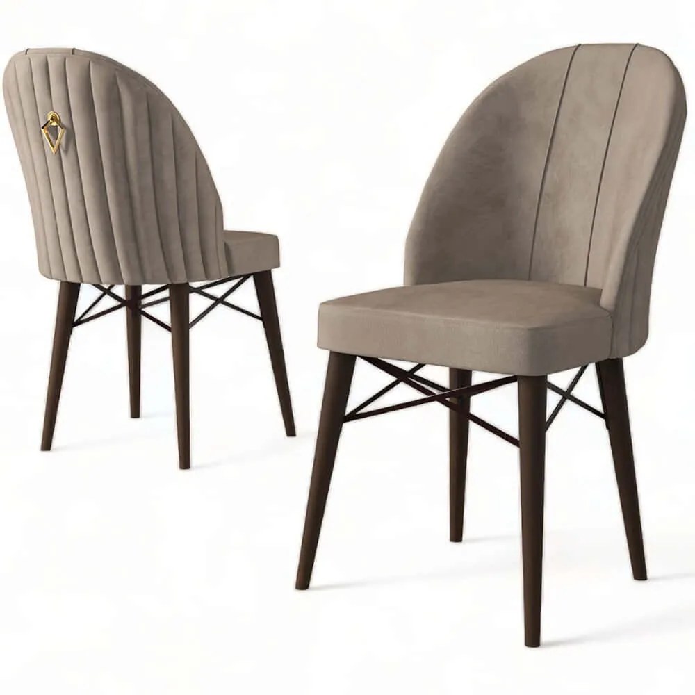 Καρέκλα Ritim Babyface (Σετ 4Τμχ) 240CHR1487 44x42x96cm Cappuccino-Brown Μέταλλο,Ύφασμα