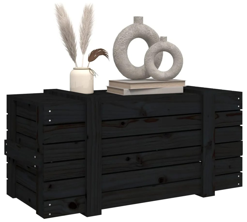 vidaXL Κουτί Αποθήκευσης Μαύρα 91x40,5x42 εκ. Μασίφ Ξύλο Πεύκου