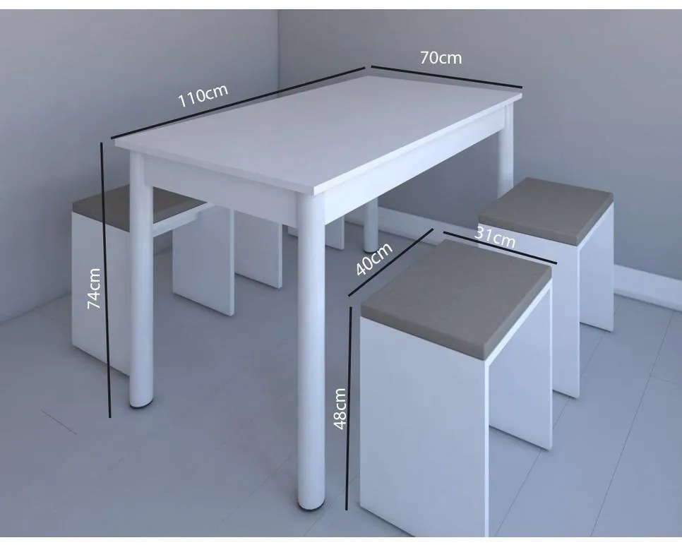 Σετ Τραπεζαρίας (4+1) DARLINE Λευκό Μοριοσανίδα 110x70x74cm - 14870207 - 14870207