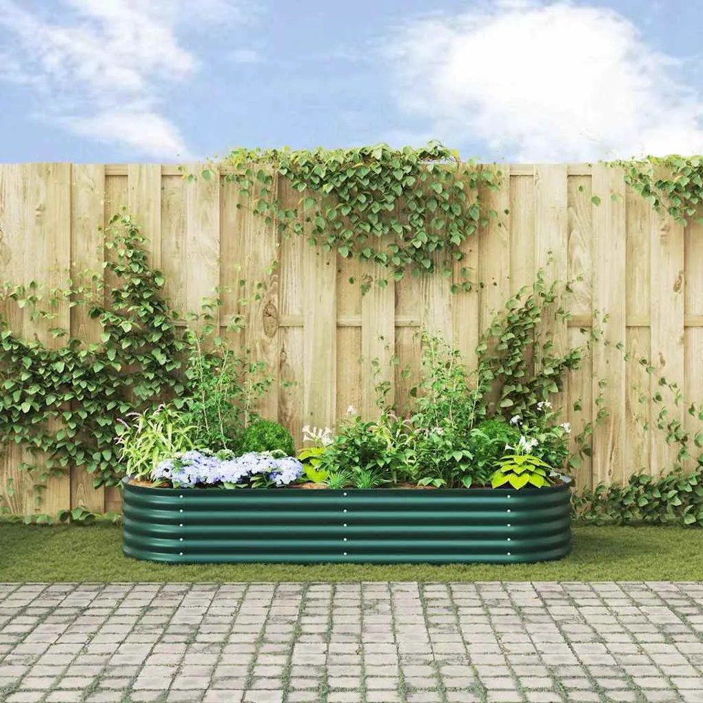 vidaXL Υπερυψωμένη Ζαρντινιέρα Πράσινο 240 x 80 x 44 cm Ατσάλι