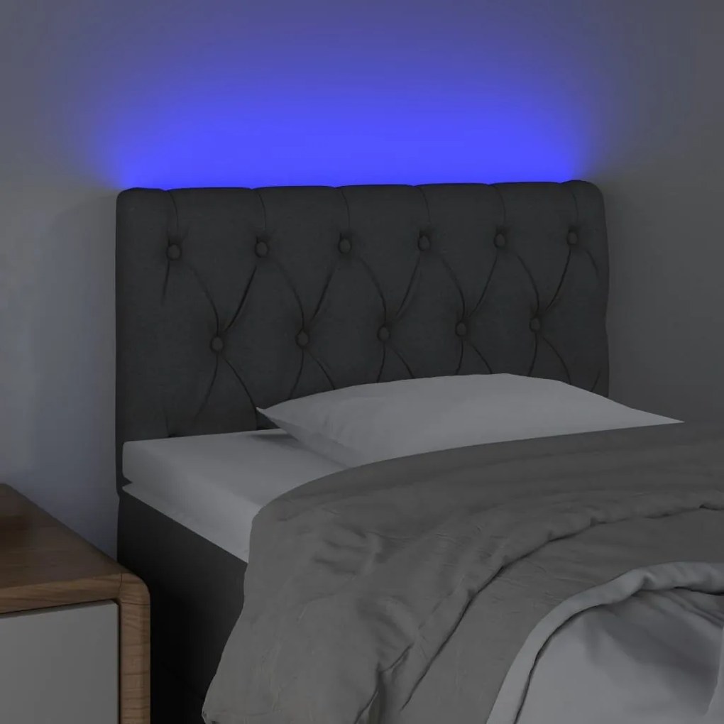 Κεφαλάρι Κρεβατιού LED Σκούρο Γκρι 80x7x78/88 εκ. Υφασμάτινο - Γκρι