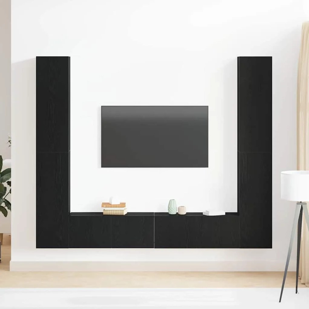 vidaXL Ντουλάπι TV 6 pcs Μαύρο 80 x 30 x 30 εκ Επεξεργασμένο ξύλο