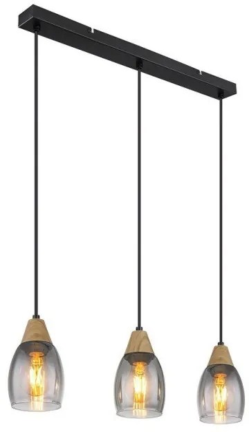 Κρεμαστό Φωτιστικό Οροφής 3xE27 Reid Globo Lighting-15706-3H-Φιμέ/Smoke 15706-3H