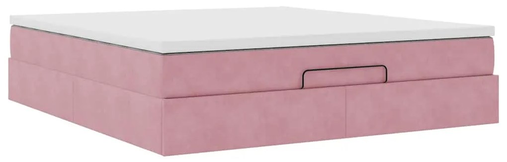 vidaXL Οθωμανικό κρεβάτι με στρώμα ροζ 180x200cm Velvet